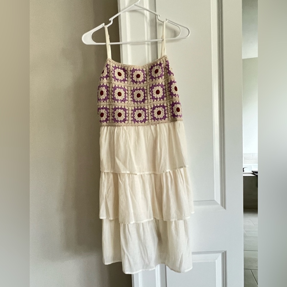 NEW, never worn. Cream embroidery tiered midi dress.